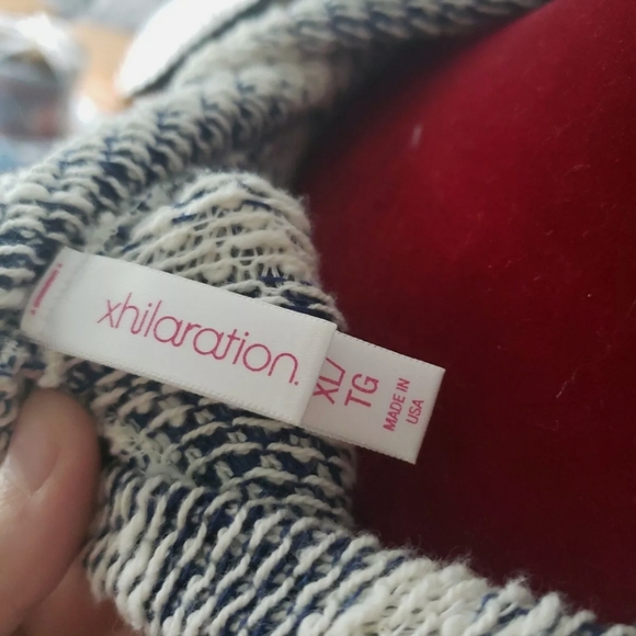 Xhilaration Blue and White Striped Hooded Pullover - Picture 3 of 4